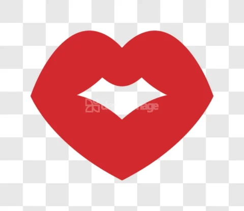Red Lips Heart Shape Kiss Love Icon
