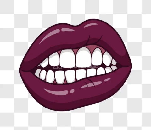 Red Lips Teeth Open Mouth Cartoon