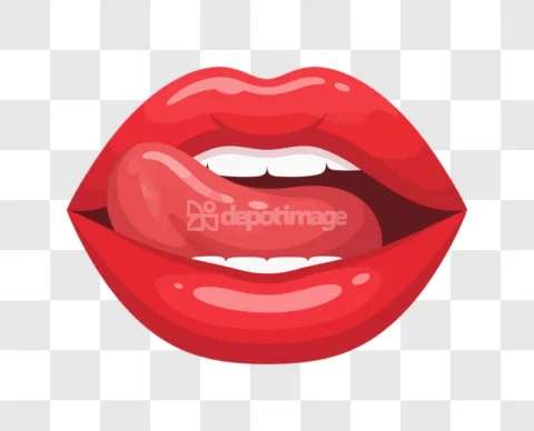 Red Lips Tongue Licking Mouth Sexy Glam