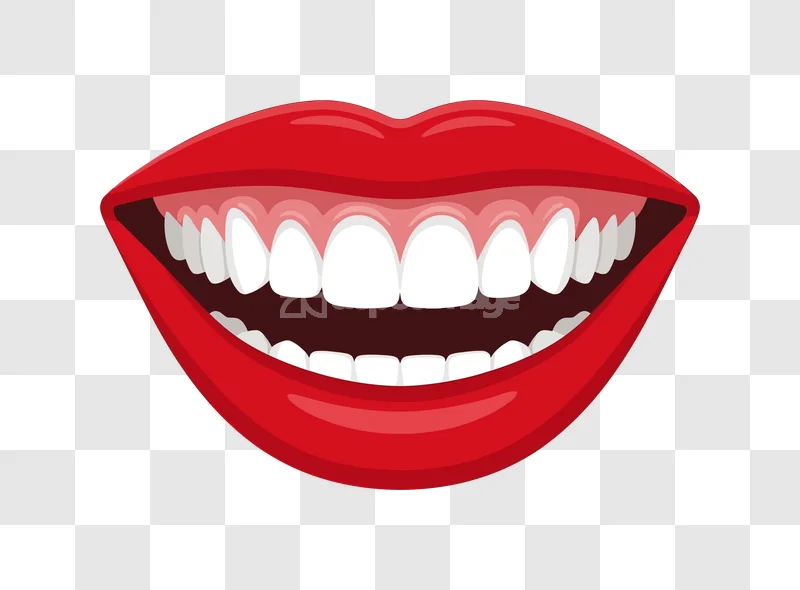 Red Lips White Teeth Gums Smile Mouth, cartoon style, red lips, white teeth