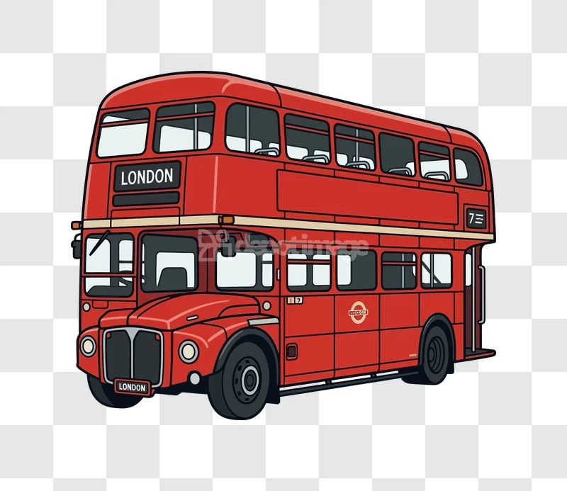 Red London Double Decker Bus Vector Illustration vibrant red two-story bus with transparent background