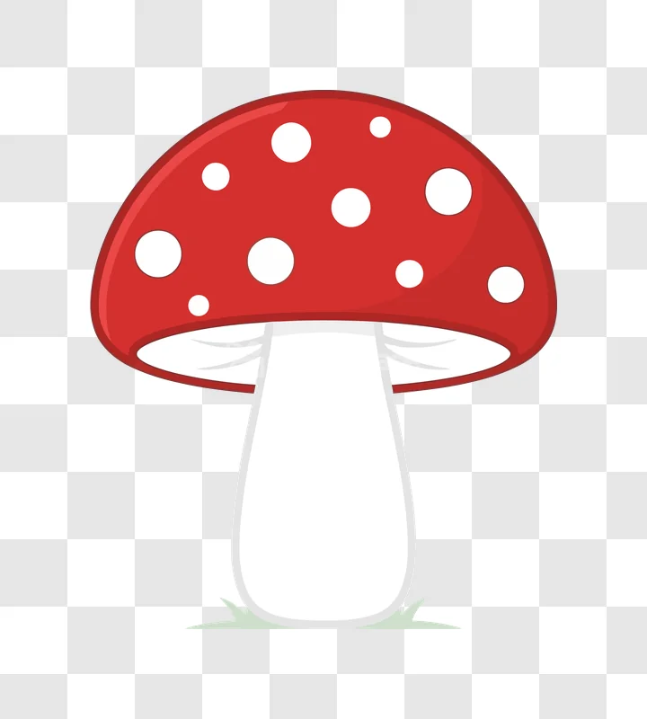 Red Mushroom White Spots Fungus Icon red cap white stem, transparent