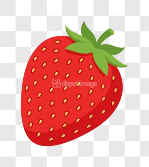 Red Strawberry Fruit Green Leaves Sweet