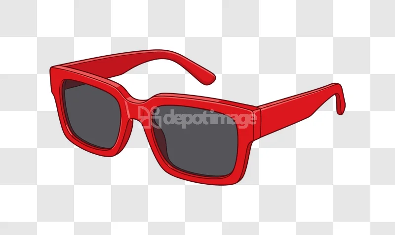Red Stylish Sunglasses Fashion Accessory Vector with dark lenses and red frames, transparent PNG