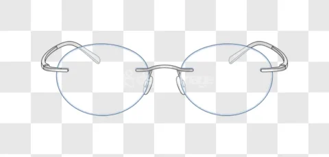 Rimless Round Eyeglasses Spectacles Silver Frame