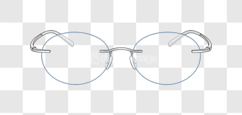 Rimless Round Eyeglasses Spectacles Silver Frame, silver frames, transparent background, clean design
