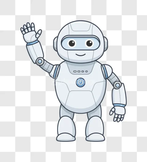 Robot Waving Friendly Cute Character Bot