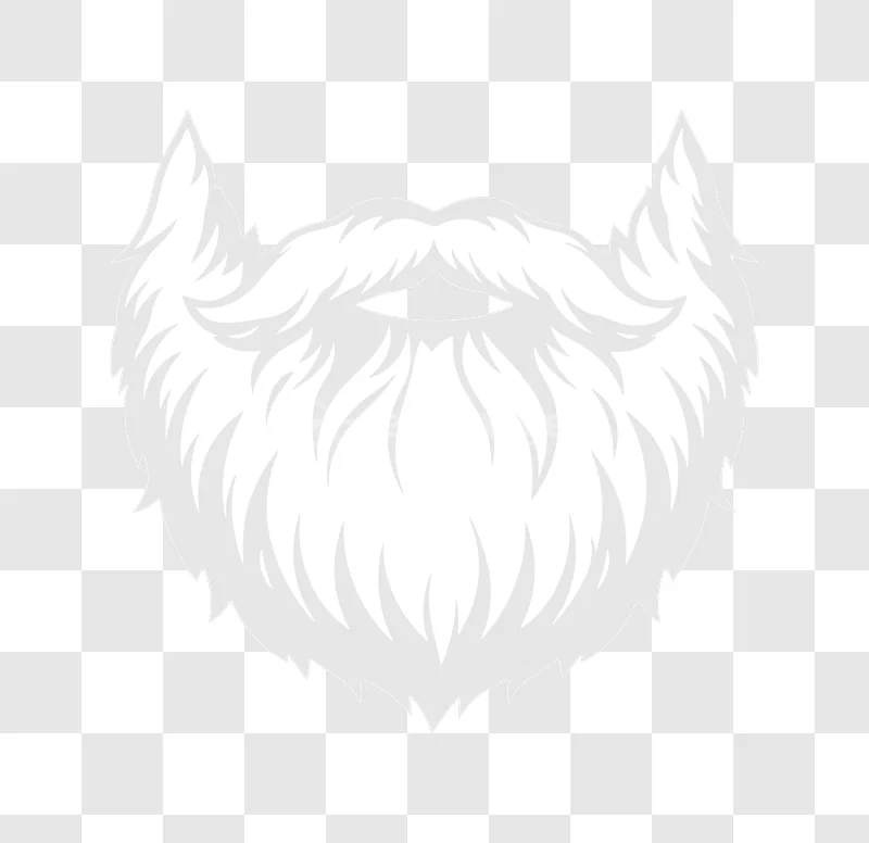Santa Beard White Mustache Hair Flat, white fluffy cartoon illustration