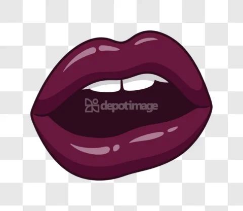 Sensual Open Lips Dark Plum Color