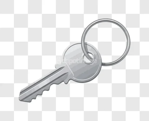 Silver Metal Key Keyring Clipart