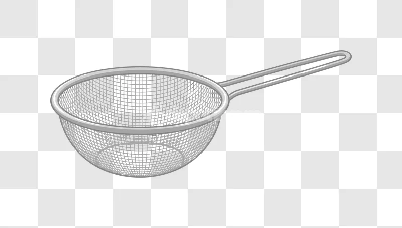 Silver Metal Kitchen Sieve Strainer light gray fine mesh with handle