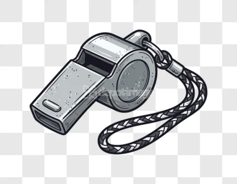 Silver Metal Whistle Lanyard Cartoon Style