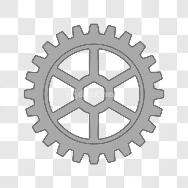 Simple Gray Gear Wheel Icon Shape, flat light gray icon with hexagonal center