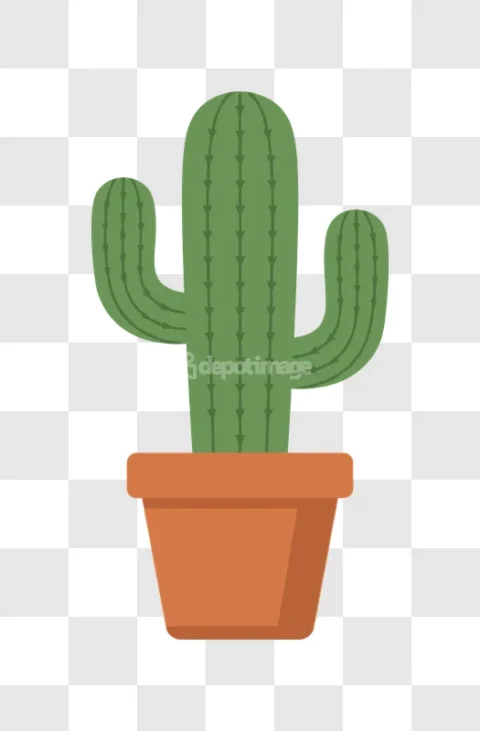 Simple Green Potted Cactus Plant