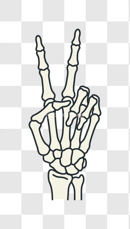 Skeleton Hand Peace Sign Halloween Bones