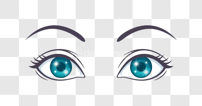Sparkling Blue Eyes Eyebrows Lashes Human, vibrant teal, bold dark, transparent PNG