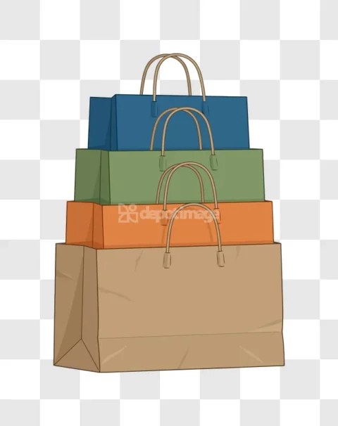 Stack Colorful Shopping Bags Isolated