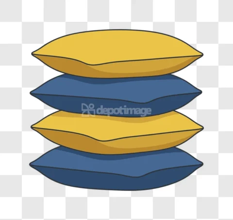 Stacked Pillows Yellow Blue Cartoon