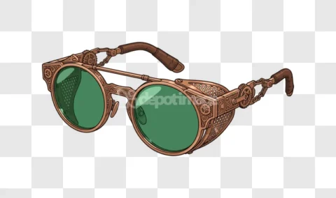 Steampunk Goggles Brass Green Lenses