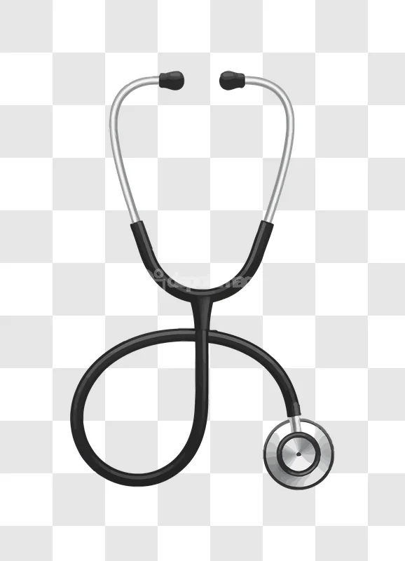 Stethoscope Medical Tool Equipment Health: realistic black, silver, transparent background