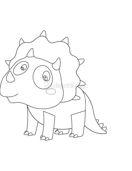Triceratops Dinosaur Coloring Page Outline Cartoon Cute