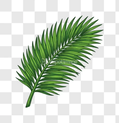 Tropical Green Palm Leaf Isolated Exotic Plant