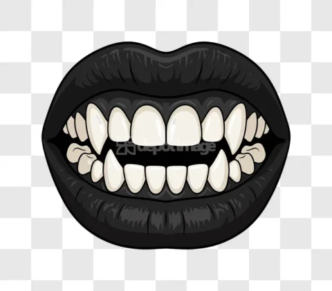 Vampire Lips Fangs Cartoon Illustration