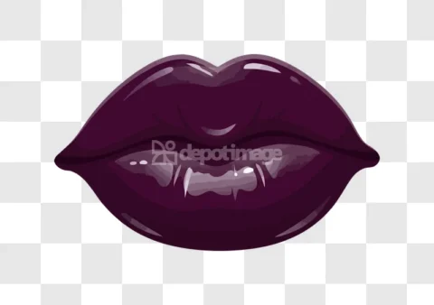Vampire Lips Fangs Purple Glossy Halloween