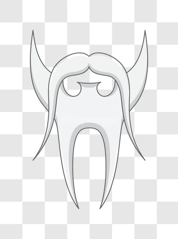 Viking Beard Mustache Horns Grey White, stylized white grey transparent graphic