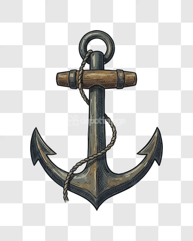 Vintage Ship Anchor Rope Illustration