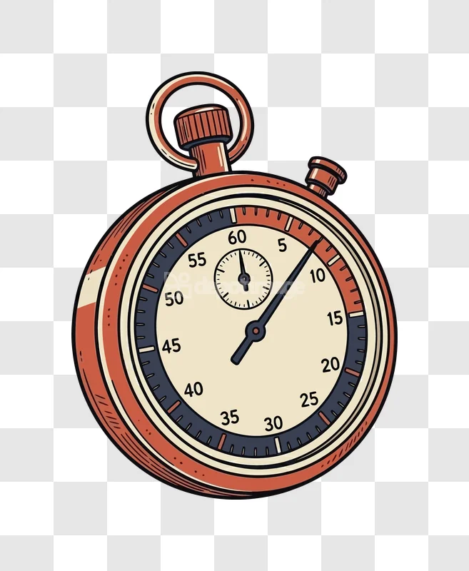 Vintage Stopwatch Timer Clock Hand Drawn