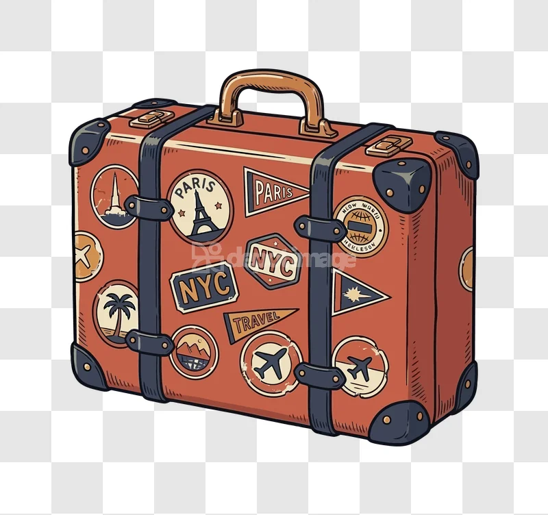 Vintage Travel Suitcase Stickers Brown Old