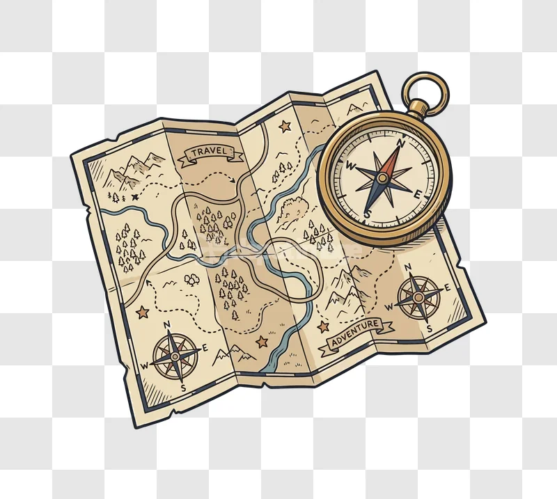 Vintage Treasure Map Compass Travel Adventure