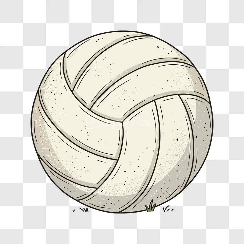 Vintage Volleyball Worn Texture Line Art