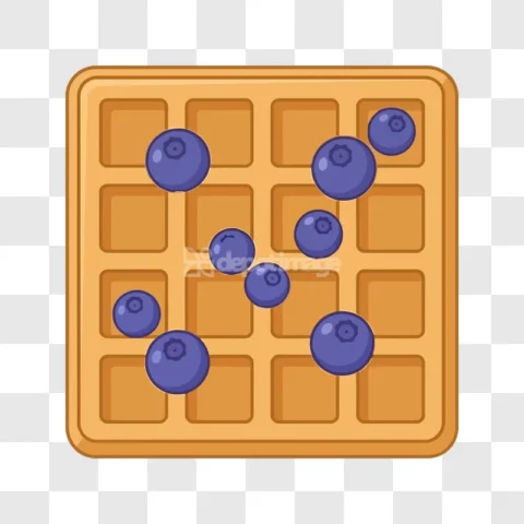 Waffle With Blueberries Top View