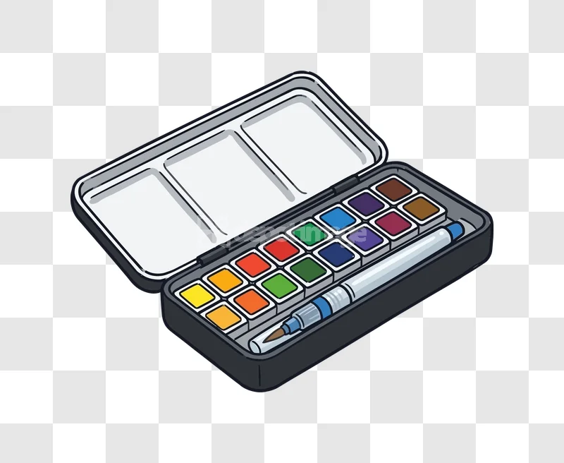 Watercolor Paint Set Brush Open