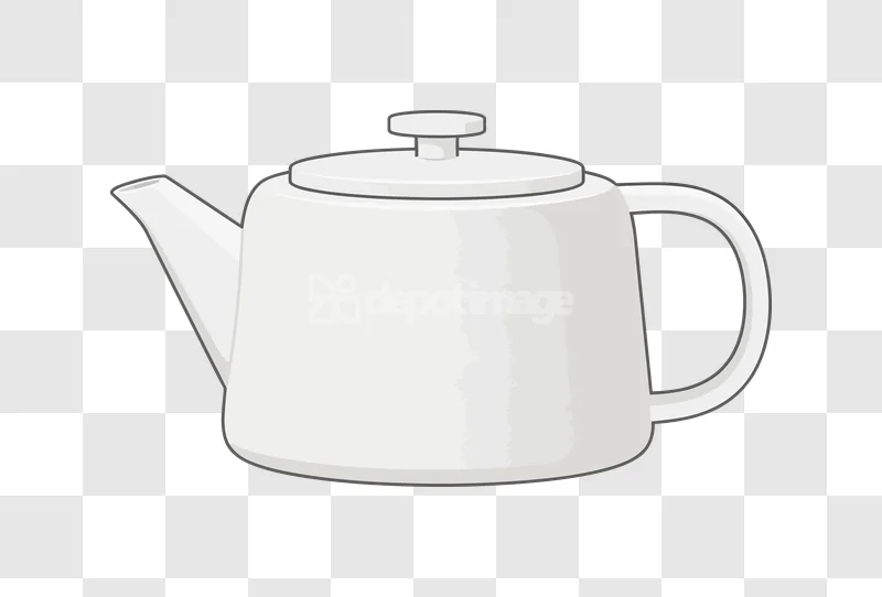White Ceramic Tea Pot Simple Illustration