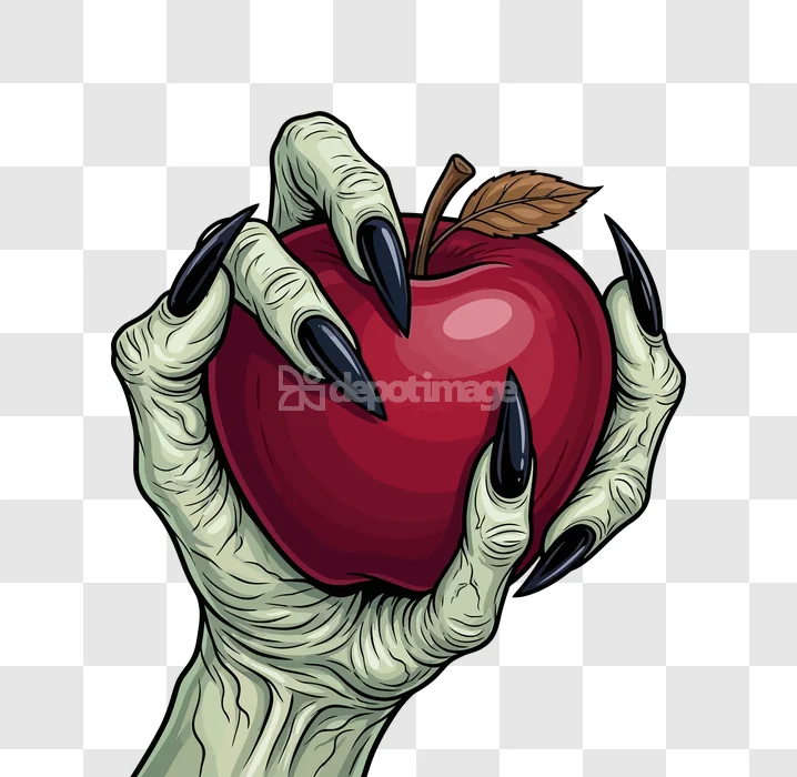 Witch Hand Holding Red Poison Apple