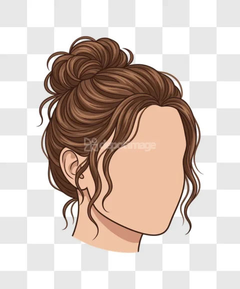 Woman Brown Hair Messy Bun Face Side