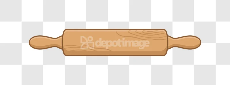 Wood Rolling Pin Kitchen Utensil Flat Style, brown wooden texture, clean design