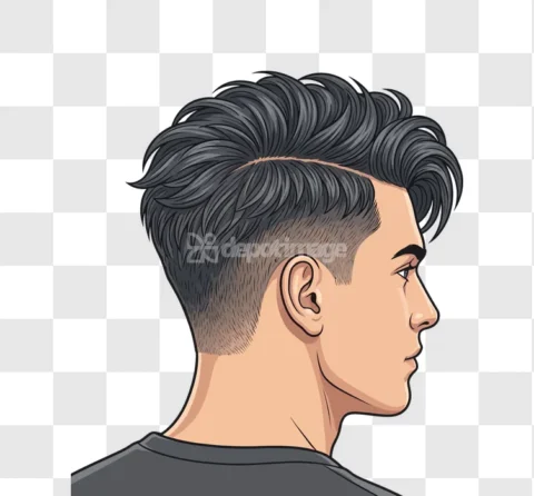 Young Man Cool Haircut Side Profile