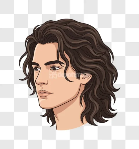 Young Man Wavy Hair Side Profile